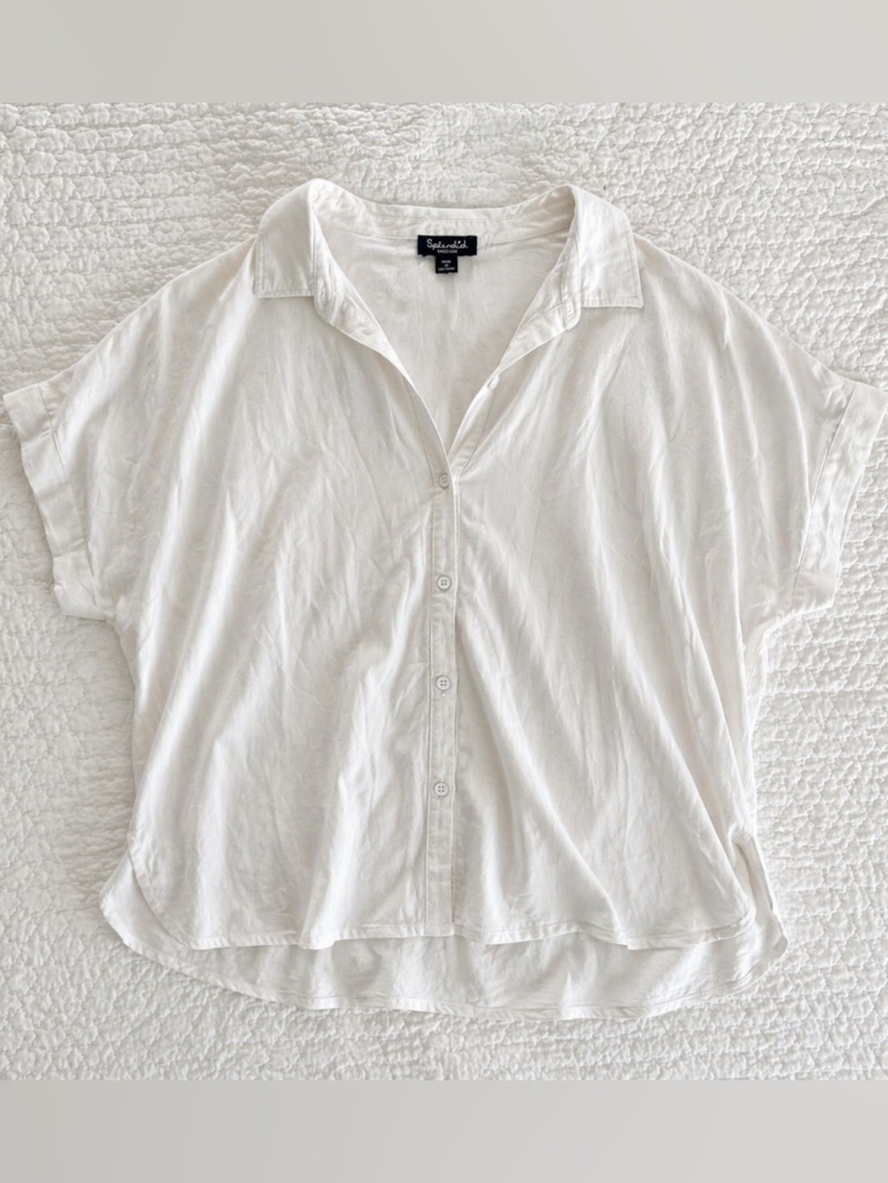 Splendid White Casual Button-Down Relaxed Shirt